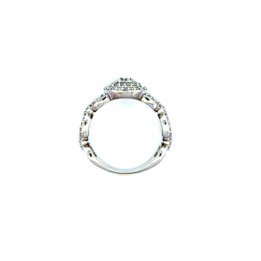 Anello con Diamante Centrale 0,50 ct D VS e Doppio Contorno di Diamant