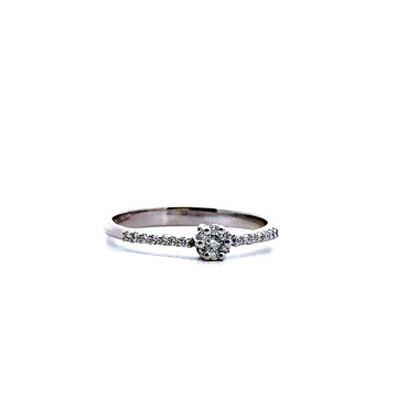 Anello Magic Solitario con Diamante Naturale 0,15 ct F, VS - Oro Bianc