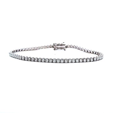 Bracciale Tennis con Diamanti Naturali 3,14 ct D-F VS - Oro Bianco 18