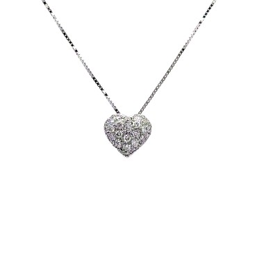 Collana con Pendente a Forma di Cuore con Diamanti Naturali 0,39 ct