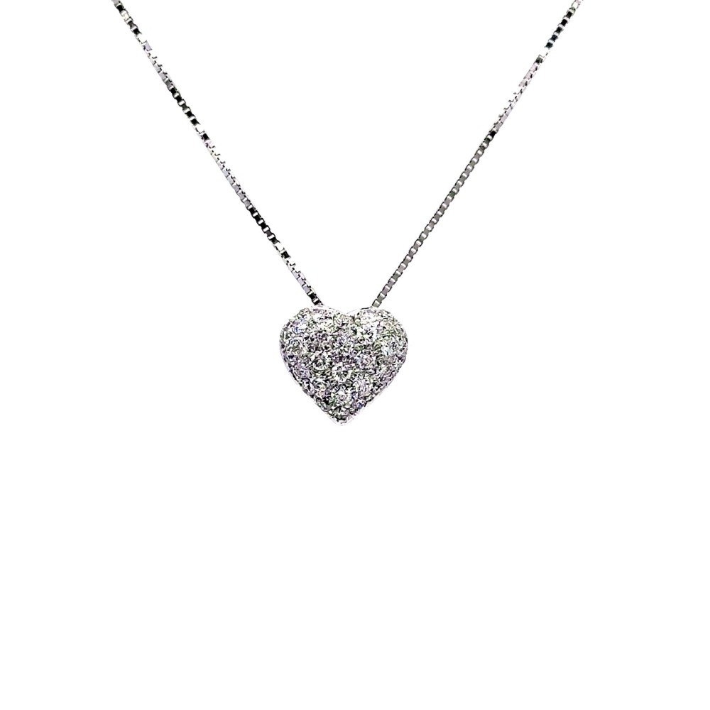 Collana con Pendente a Forma di Cuore con Diamanti Naturali 0,39 ct