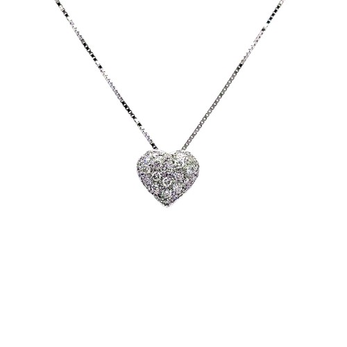 Collana con Pendente a Forma di Cuore con Diamanti Naturali 0,39 ct