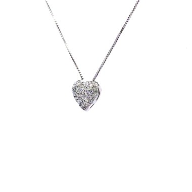 Collana con Pendente a Forma di Cuore e Diamanti Naturali 0,39 ct F VS