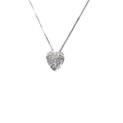 Collana con Pendente a Forma di Cuore con Diamanti Naturali 0,39 ct