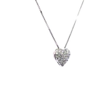 Collana con Pendente a Forma di Cuore e Diamanti Naturali 0,39 ct F VS