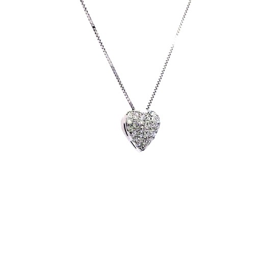 Collana con Pendente a Forma di Cuore con Diamanti Naturali 0,39 ct