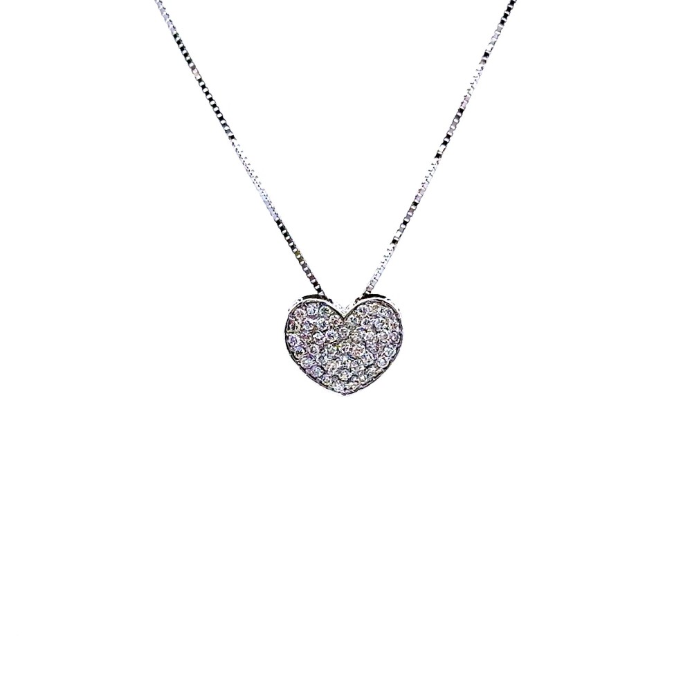 Collana con Pendente a Forma di Cuore e Diamanti Naturali 0,24 ct