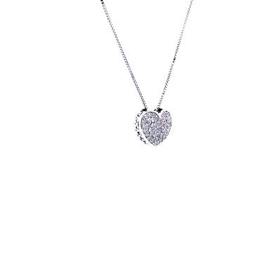Collana con Pendente a Forma di Cuore e Diamanti Naturali 0,24 ct F VS