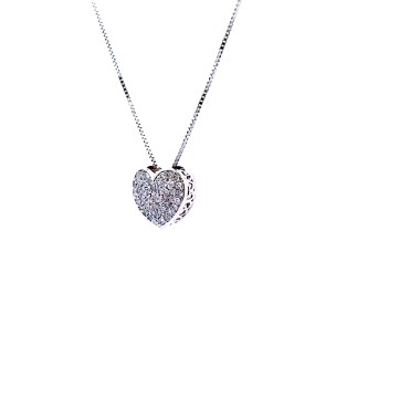 Collana con Pendente a Forma di Cuore e Diamanti Naturali 0,24 ct F VS