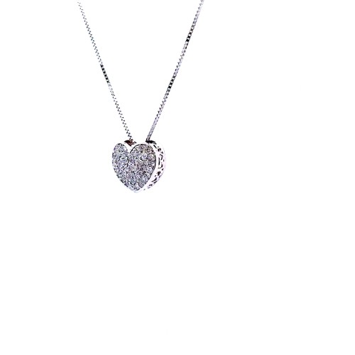 Collana con Pendente a Forma di Cuore e Diamanti Naturali 0,24 ct
