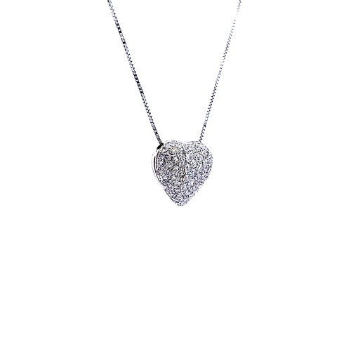 Collana con Pendente a Forma di Cuore con  Diamanti Naturali 1,95