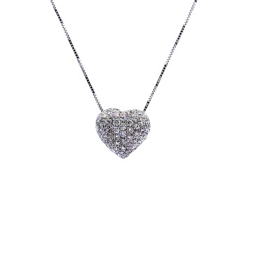 Collana con Pendente a Forma di Cuore con  Diamanti Naturali 1,95