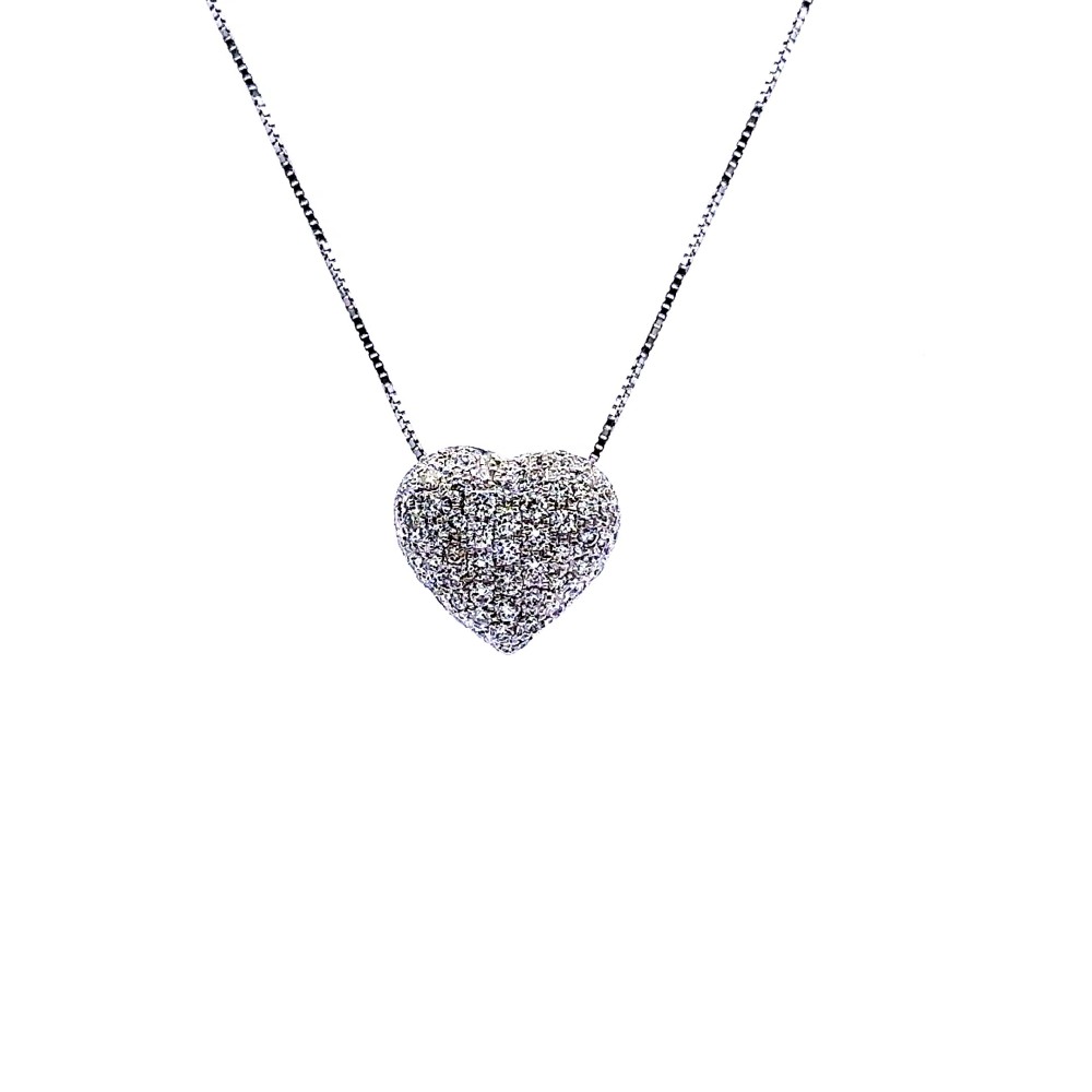 Collana con Pendente a Forma di Cuore con Diamanti Naturali 1,95