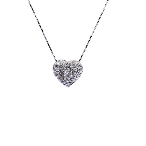 Collana con Pendente a Forma di Cuore con  Diamanti Naturali 1,95