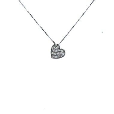 Collana con Pendente a Forma di Cuore con Diamanti Naturali 0,16 ct
