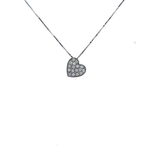 Collana con Pendente a Forma di Cuore con Diamanti Naturali 0,16 ct
