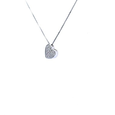 Collana con Pendente a Forma di Cuore con Diamanti Naturali 0,16 ct F