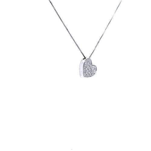 Collana con Pendente a Forma di Cuore con Diamanti Naturali 0,16 ct