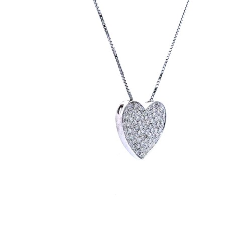 Collana con Pendente a Forma di Cuore con Diamanti Naturali 0,91 ct