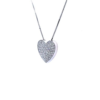 Collana con Pendente a Forma di Cuore con Diamanti Naturali 0,91 ct