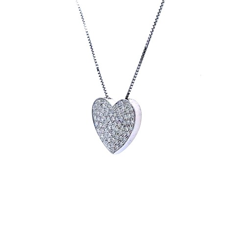 Collana con Pendente a Forma di Cuore con Diamanti Naturali 0,91 ct
