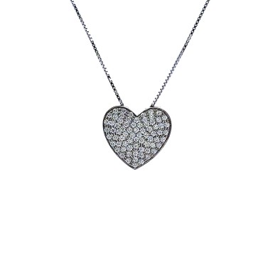 Collana con Pendente a Forma di Cuore con Diamanti Naturali 0,91 ct