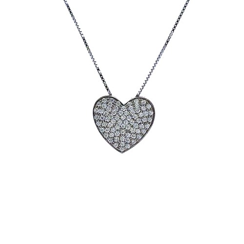 Collana con Pendente a Forma di Cuore con Diamanti Naturali 0,91 ct