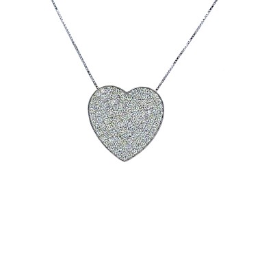 Collana con Pendente a Forma di Cuore con Diamanti Naturali 2,22 ct