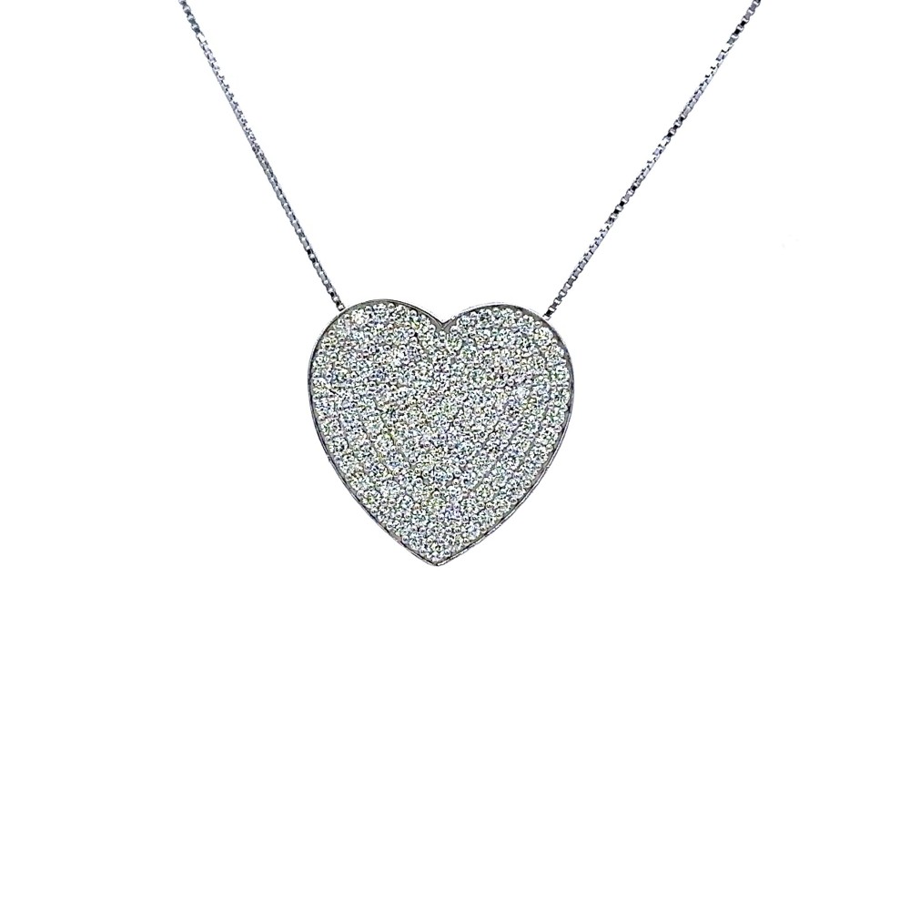 Collana con Pendente a Forma di Cuore con Diamanti Naturali 2,22 ct