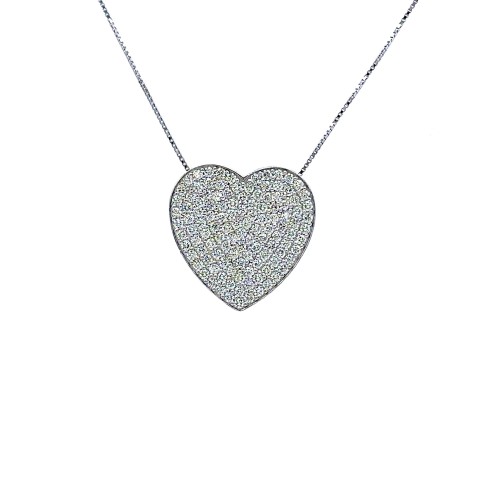 Collana con Pendente a Forma di Cuore con Diamanti Naturali 2,22 ct