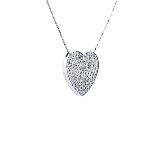 Collana con Pendente a Forma di Cuore con Diamanti Naturali 2,22 ct