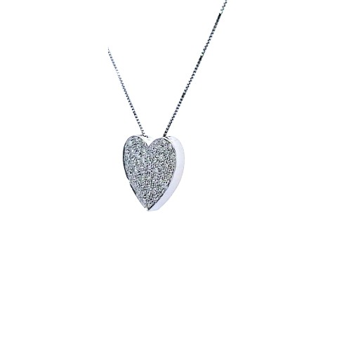 Collana con Pendente a Forma di Cuore con Diamanti Naturali 0,56 ct