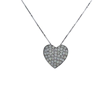 Collana con Pendente a Forma di Cuore con Diamanti Naturali 0,56 ct