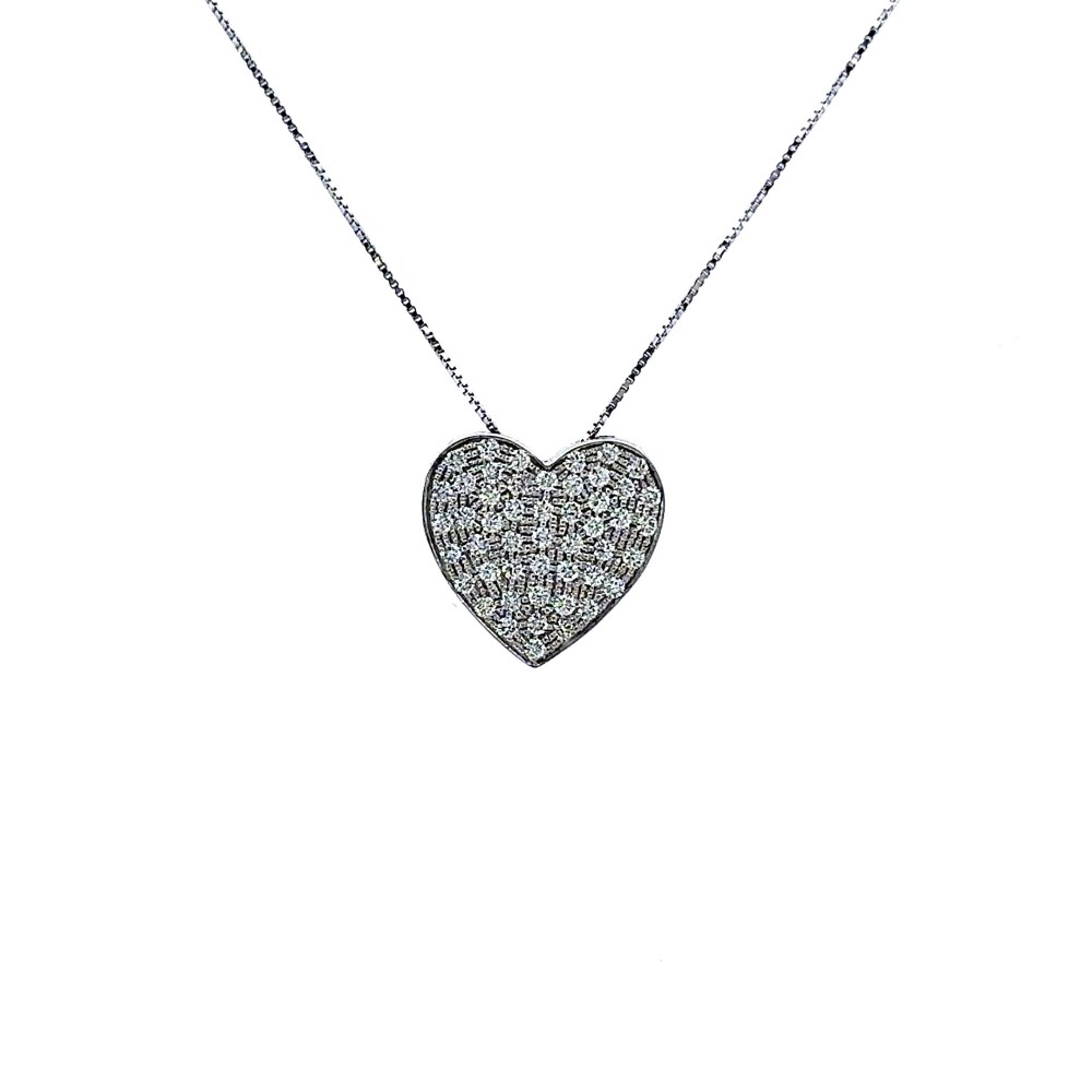 Collana con Pendente a Forma di Cuore con Diamanti Naturali 0,56 ct