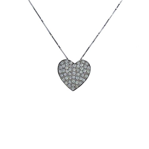 Collana con Pendente a Forma di Cuore con Diamanti Naturali 0,56 ct