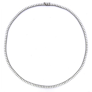 Collana Tennis con Diamanti Naturali 8,70 ct D-F VVS - Oro Bianco 18k
