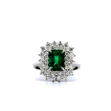 Anello con Smeraldo Naturale 1,48 ct e  Diamanti Naturali 1,29