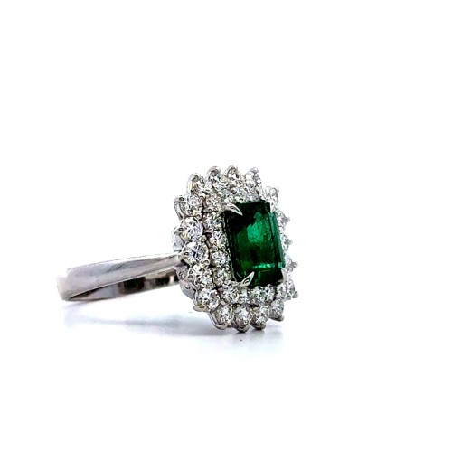 Anello con Smeraldo Naturale 1,48 ct e  Diamanti Naturali 1,29