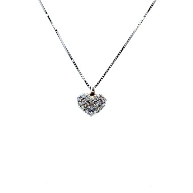 Collana con Pendente a Forma di Cuore con Diamanti Naturali 0,16 ct
