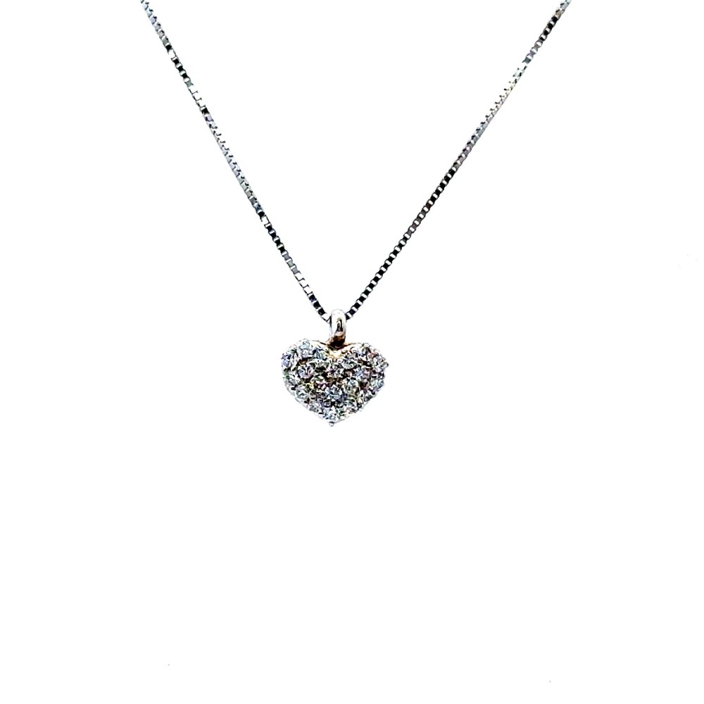 Collana con Pendente a Forma di Cuore con Diamanti Naturali 0,16 ct