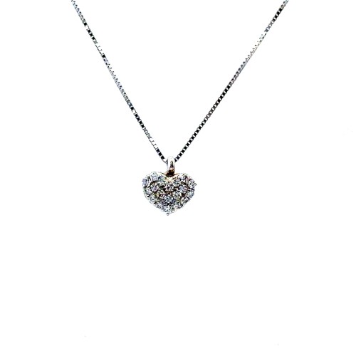 Collana con Pendente a Forma di Cuore con Diamanti Naturali 0,16 ct