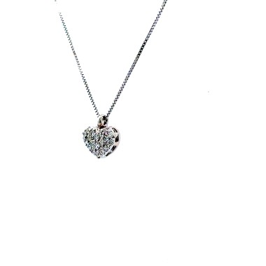 Collana con Pendente a Forma di Cuore con Diamanti Naturali 0,16 ct F