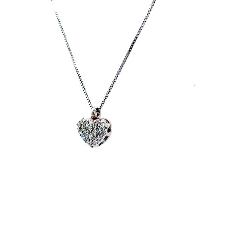 Collana con Pendente a Forma di Cuore con Diamanti Naturali 0,16 ct