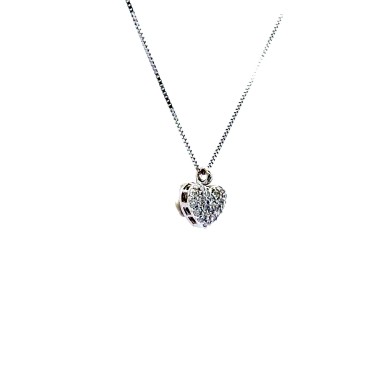 Collana con Pendente a Forma di Cuore con Diamanti Naturali 0,16 ct F