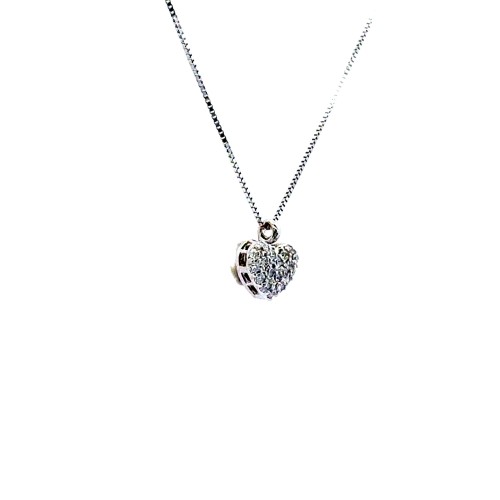 Collana con Pendente a Forma di Cuore con Diamanti Naturali 0,16 ct