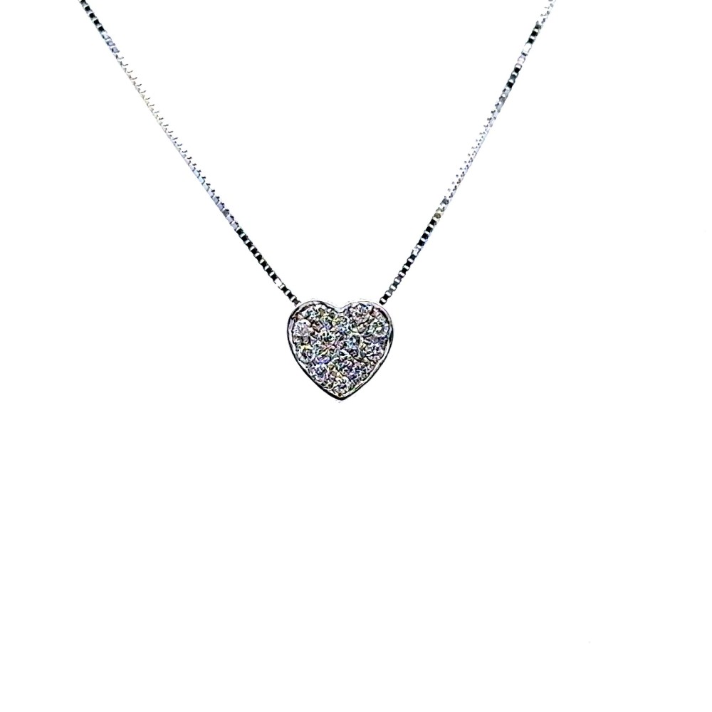 Collana con Cuore di Diamanti Naturali 0,11 ct