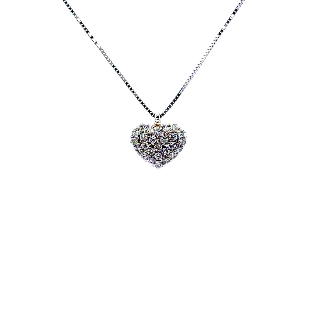 Collana con Cuore di Diamanti Naturali 0,21 ct