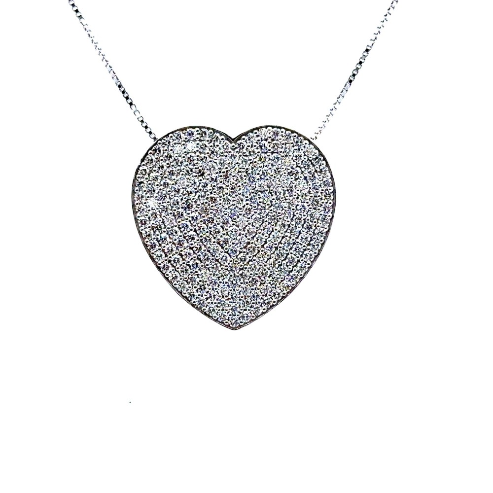 Collana con Cuore Pavé di Diamanti Naturali 3,55 ct