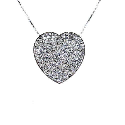 Collana con Cuore Pavé di Diamanti Naturali 3,55 ct