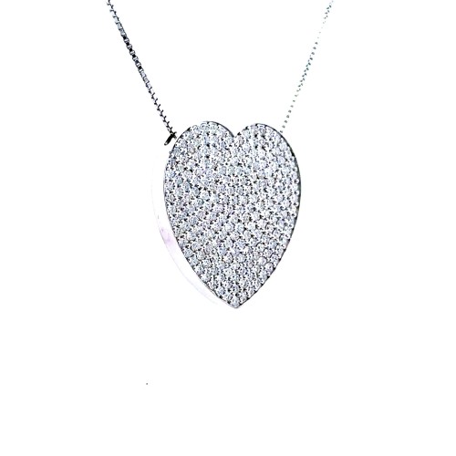 Collana con Cuore Pavé di Diamanti Naturali 3,55 ct